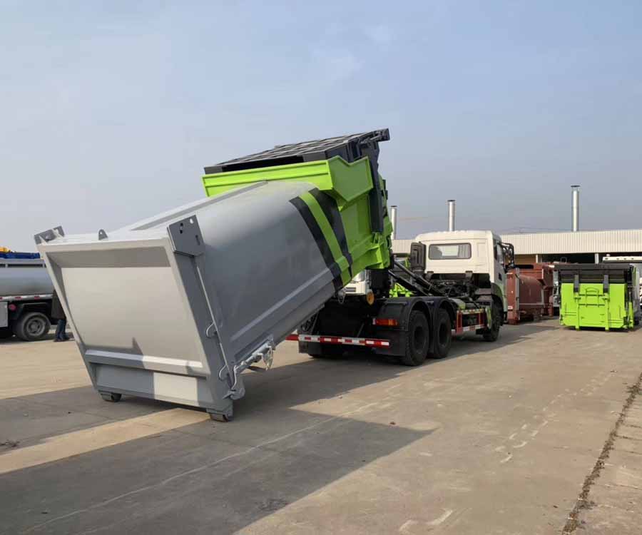 國六東風(fēng)天龍后雙橋18方勾臂套臂垃圾車(chē)